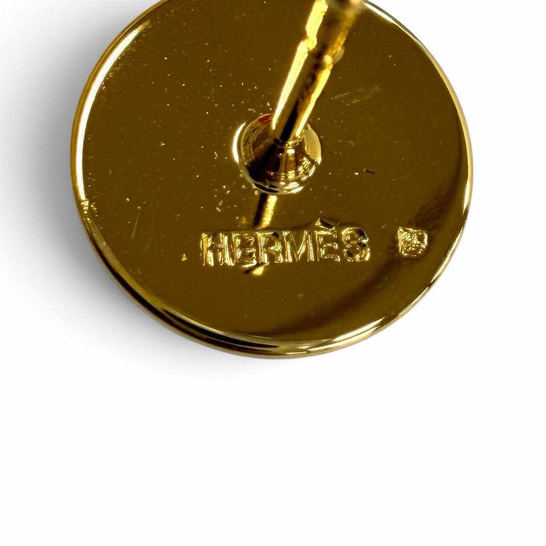 極美品★HERMES エルメス エクリプス Hポスト 直径1cm ピアス アクセサリー ピンク ゴールド レディース 箱付き