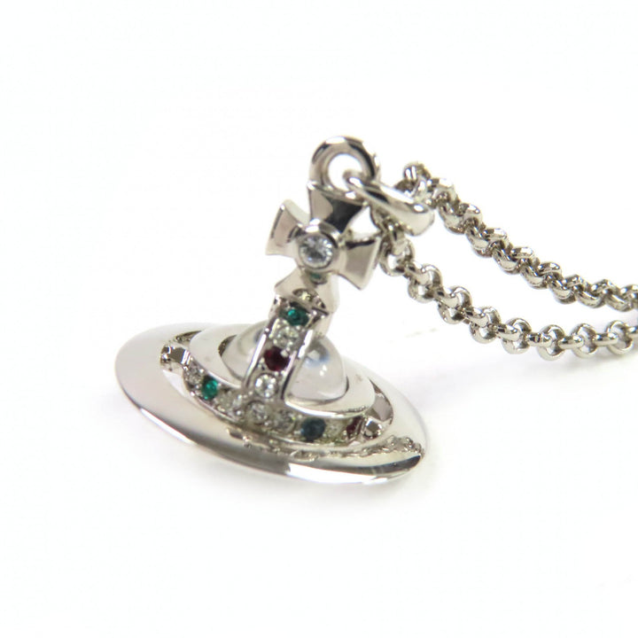 極美品△Vivienne Westwood ヴィヴィアンウエストウッド PETITE ORB PENDANT プチ オーブ ペンダント ネックレス シルバー 箱・保存袋付