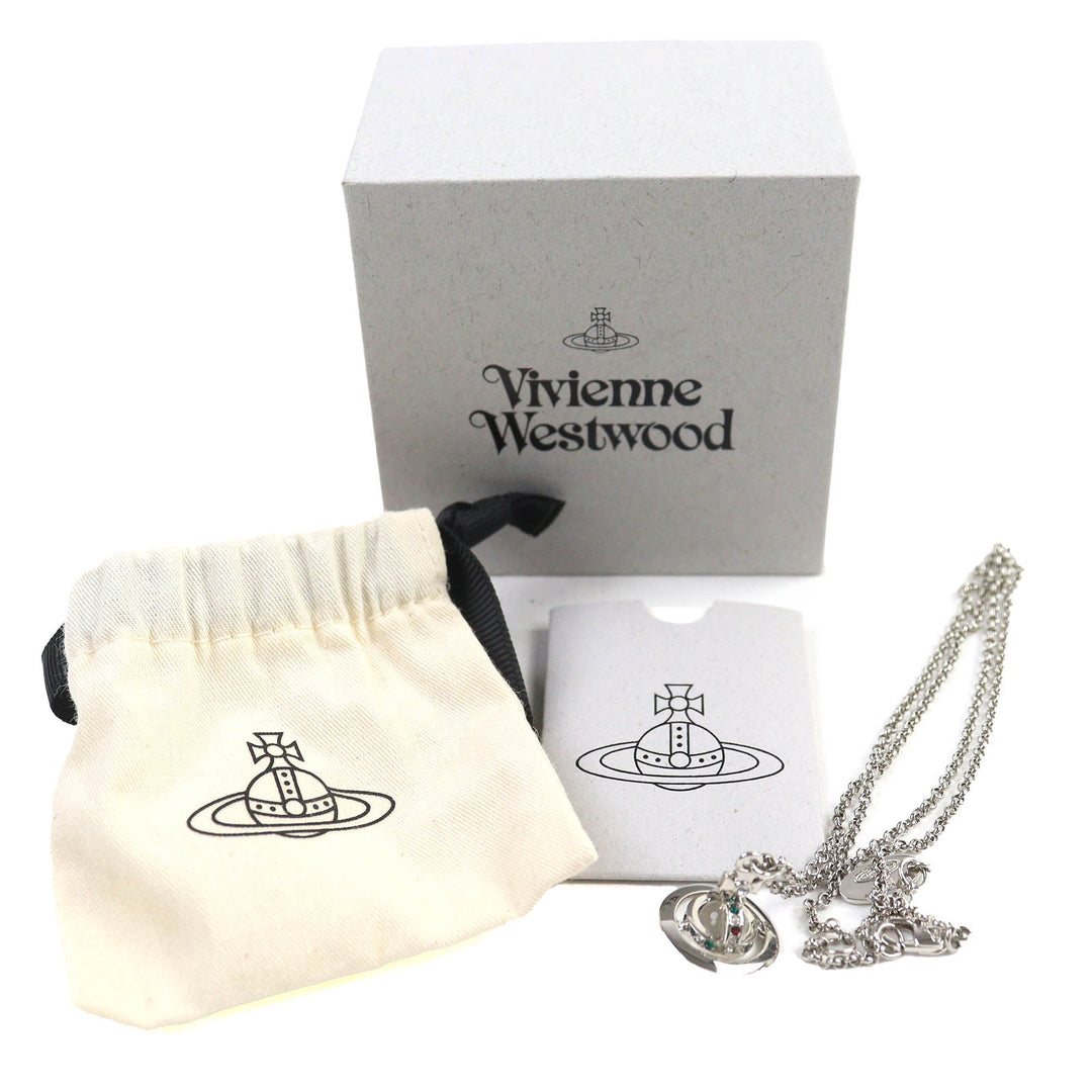 極美品△Vivienne Westwood ヴィヴィアンウエストウッド PETITE ORB PENDANT プチ オーブ ペンダント ネックレス シルバー 箱・保存袋付