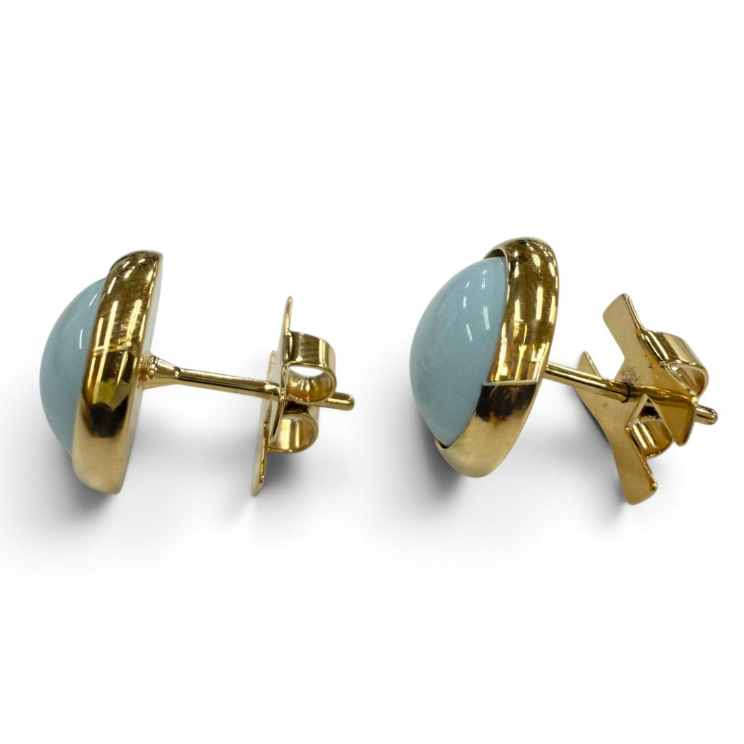 極美品☆HERMES エルメス エクリプス ピアス Hポスト アクセサリー 両耳用 ライトブルー ゴールド レディース 箱付き
