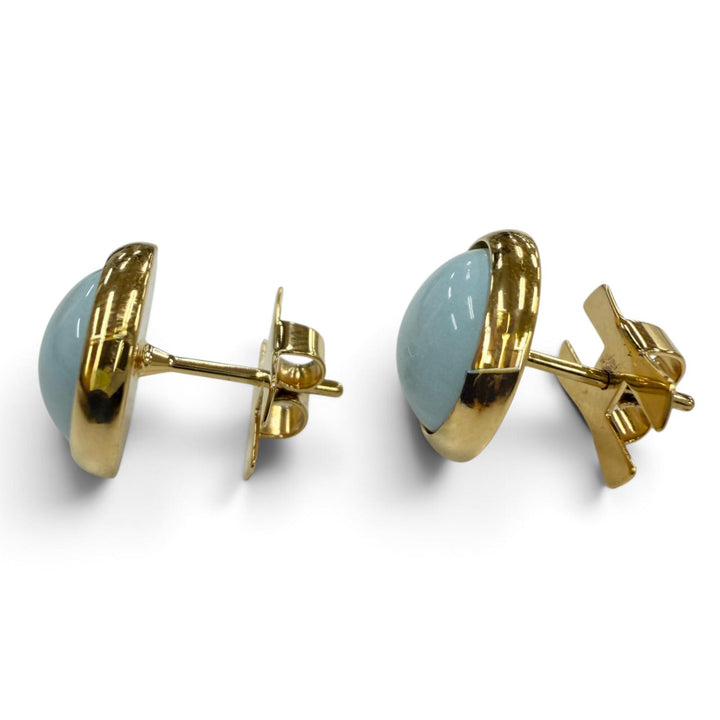 極美品☆HERMES エルメス エクリプス ピアス Hポスト アクセサリー 両耳用 ライトブルー ゴールド レディース 箱付き