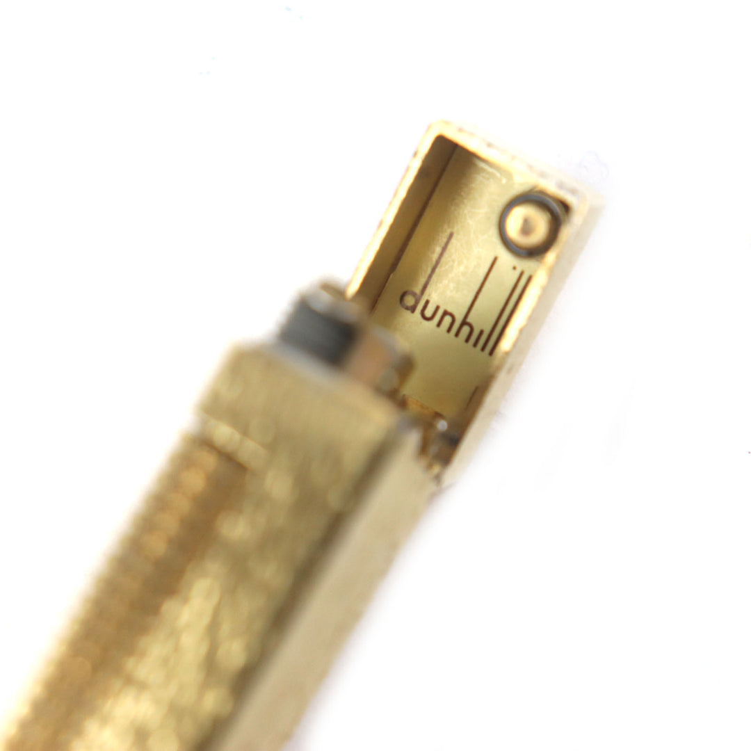良品▼Dunhill ダンヒル スクエア ロゴ入り 総柄 ローラー式 ガスライター ゴールド スイス製 メンズ 着火確認済み