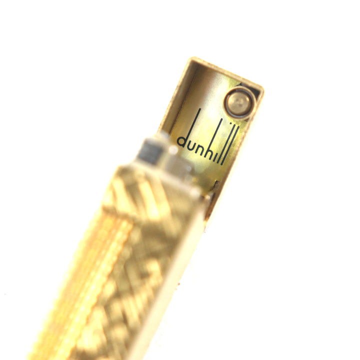 美品▼Dunhill ダンヒル スクエア 総柄 ローラー式 ガスライター ゴールド メンズ 着火確認済み