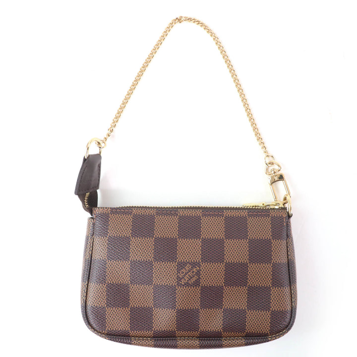 極美品☆LOUIS VUITTON ルイヴィトン N58009 ミニ・ポシェット・アクセソワール ダミエ・エベヌ ブラウン フランス製 レディース