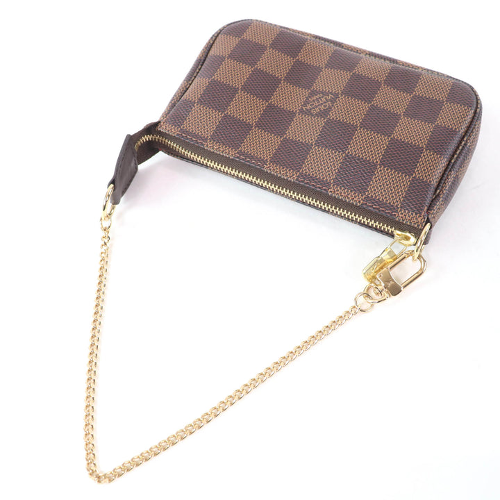 極美品☆LOUIS VUITTON ルイヴィトン N58009 ミニ・ポシェット・アクセソワール ダミエ・エベヌ ブラウン フランス製 レディース