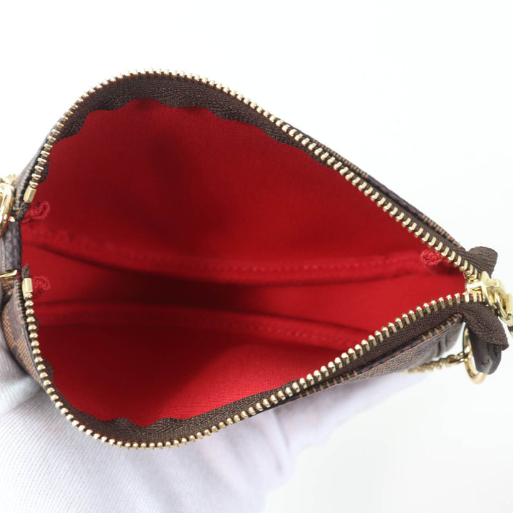極美品☆LOUIS VUITTON ルイヴィトン N58009 ミニ・ポシェット・アクセソワール ダミエ・エベヌ ブラウン フランス製 レディース