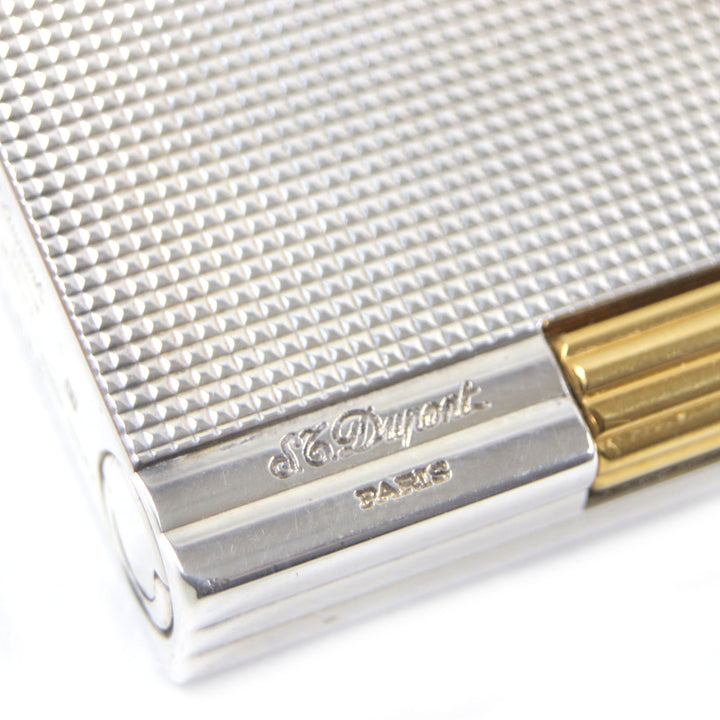 良品▼Dupont デュポン ギャッツビー スクエア ダイヤモンドヘッド ロゴ刻印 ローラー式 ライター シルバー ゴールド メンズ 着火確認済