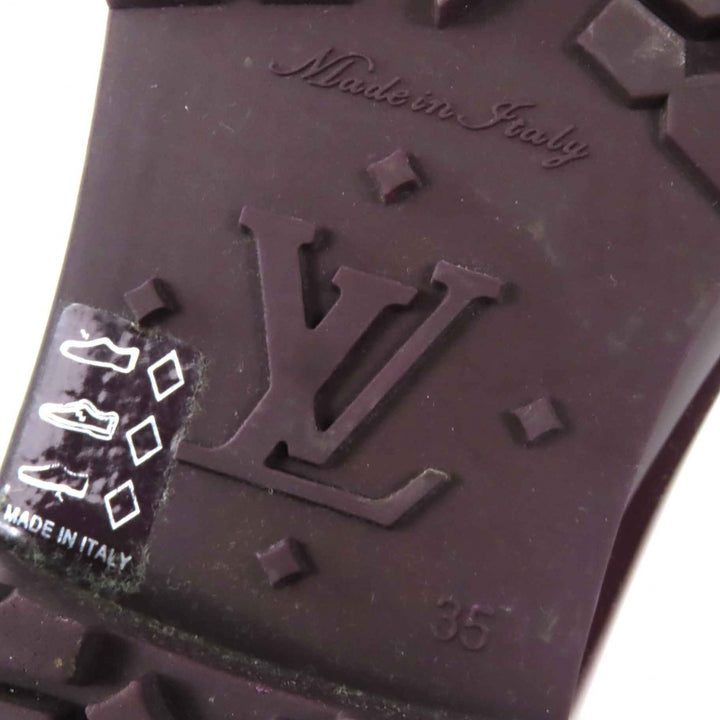 美品△LOUIS VUITTON ルイヴィトン スプラッシュライン モノグラム ロング レインブーツ ラバーブーツ ボルドー 35 保存袋付 イタリア製