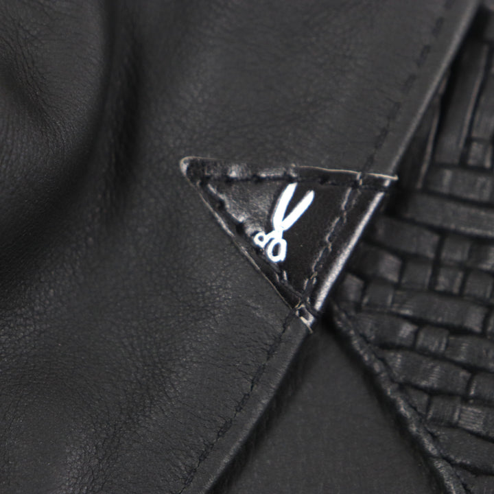 極美品▼DENHAM デンハム 01-13-06-25-001 CODY RL 切替デザイン レザー ジップアップ ライダースジャケット ブラック S 正規品 メンズ
