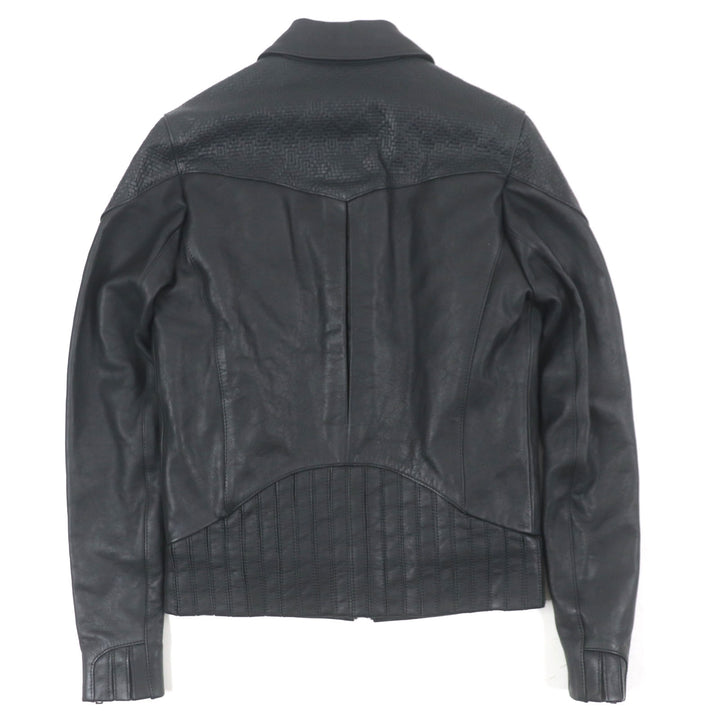 極美品▼DENHAM デンハム 01-13-06-25-001 CODY RL 切替デザイン レザー ジップアップ ライダースジャケット ブラック S 正規品 メンズ