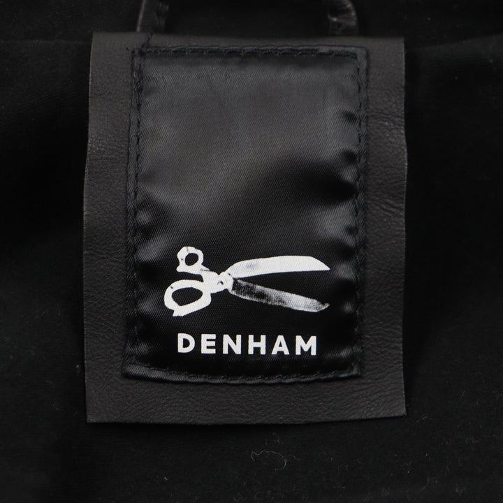 極美品▼DENHAM デンハム 01-13-06-25-001 CODY RL 切替デザイン レザー ジップアップ ライダースジャケット ブラック S 正規品 メンズ