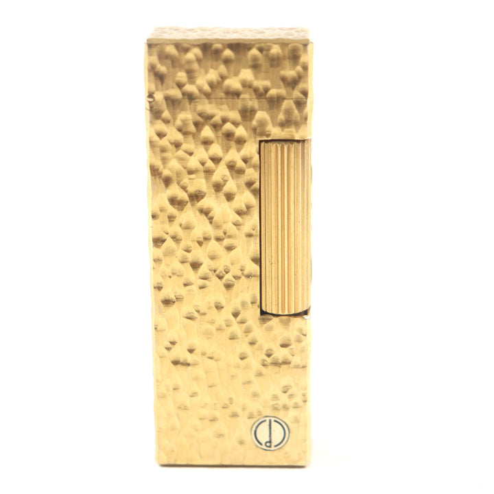 美品▼Dunhill ダンヒル スクエア 総柄 ロゴ入り ローラー式 ガスライター ゴールド スイス製 メンズ 着火確認済み