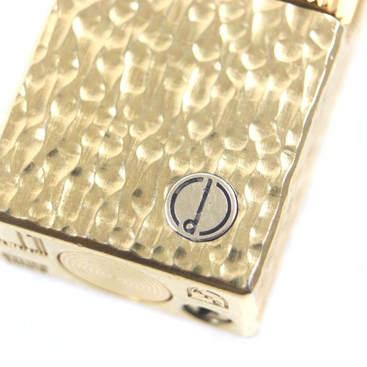 美品▼Dunhill ダンヒル スクエア 総柄 ロゴ入り ローラー式 ガスライター ゴールド スイス製 メンズ 着火確認済み