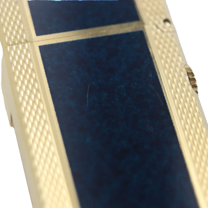 美品▼Dunhill ダンヒル スクエア ラッカー マーブル柄 ローラー式 ガスライター ネイビー ゴールド スイス製 メンズ 着火確認済み