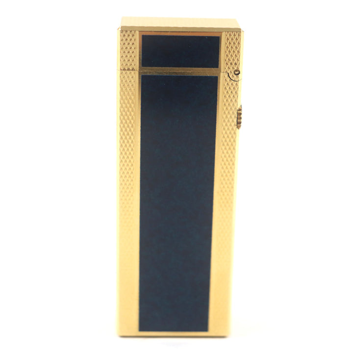 美品▼Dunhill ダンヒル スクエア ラッカー マーブル柄 ローラー式 ガスライター ネイビー ゴールド スイス製 メンズ 着火確認済み