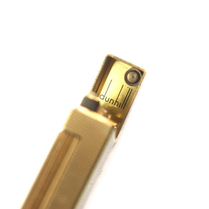 美品▼Dunhill ダンヒル スクエア ラッカー マーブル柄 ローラー式 ガスライター ネイビー ゴールド スイス製 メンズ 着火確認済み