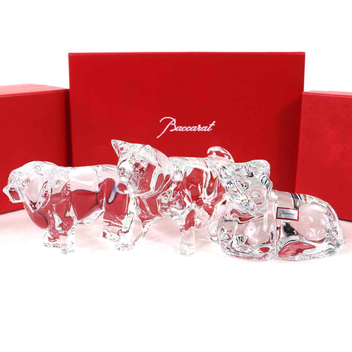 未使用品△Baccarat バカラ クリスタル 干支 牛 未 戌 ウシ ヒツジ イヌ オブジェ 置物 フィギュリン インテリア 3点セット クリア