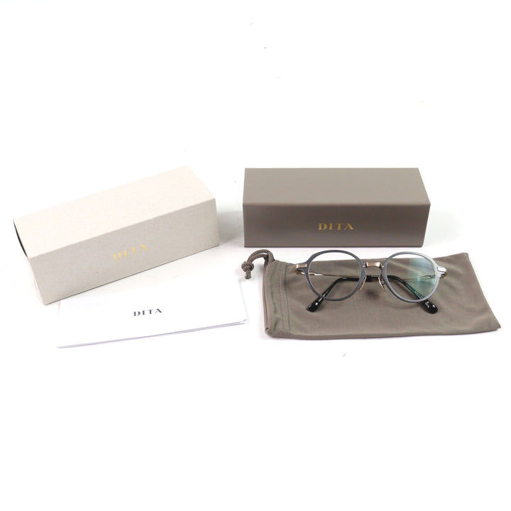 極美品○DITA ディータ DTX426 UNION-FOUR ロゴ金具付き メタルリム ボストンシェイプ メガネ 眼鏡 アイウェア 47□21-145 度入り