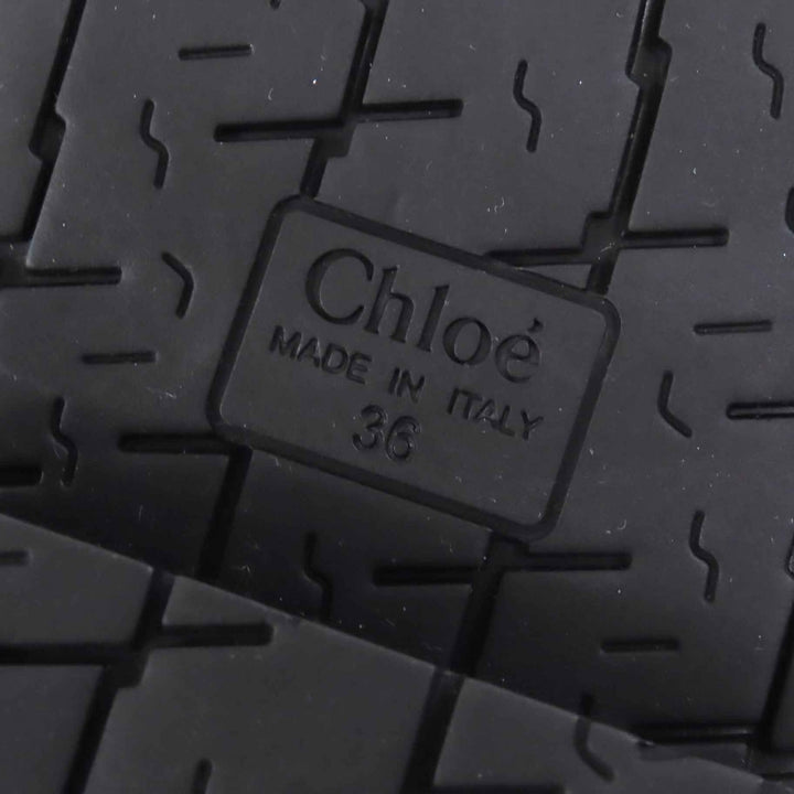 極美品△Chloe クロエ CODDINGTON ロゴ型押し サイドジップ レースアップ レザー アンクルブーツ ショートブーツ ブラック 36 保存袋付き