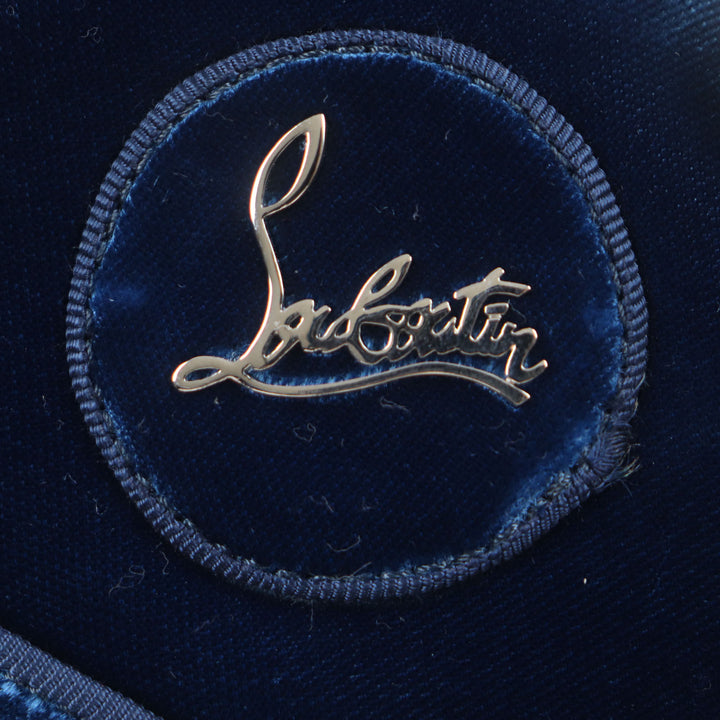 極美品▼クリスチャンルブタン LOUIS ORLATO FLAT ベルベット ベルベット ロゴ金具 ハイカットスニーカー ブルー 40 箱・保存袋付 メンズ