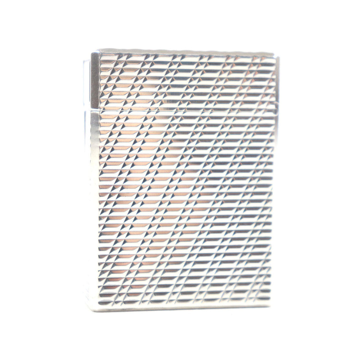 外装極美品□Dupont デュポン ライン1 チェック柄 スクエア ローラー式 喫煙具 ガスライター シルバー フランス製 メンズ 着火不可