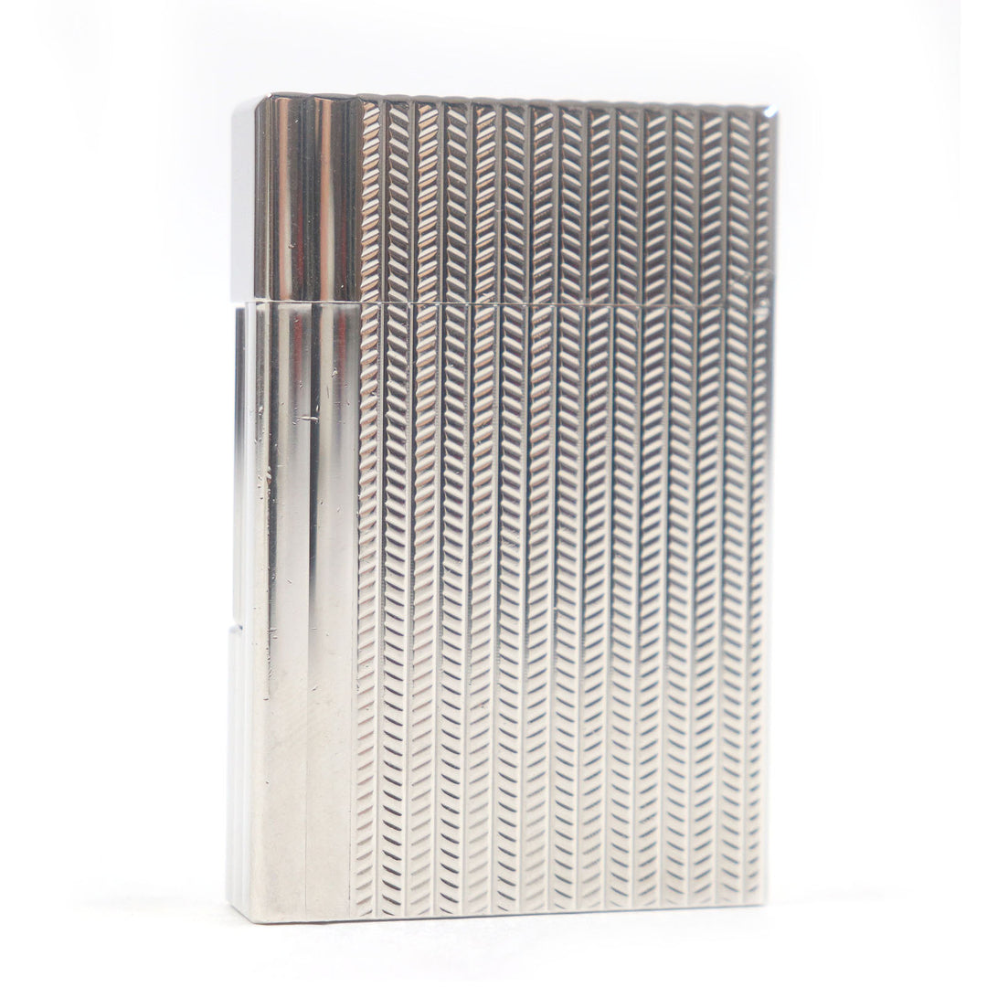 外装美品□Dupont デュポン ギャッツビー ヘリンボーン柄 ローラー式 ガスライター 喫煙具 シルバー フランス製 メンズ 着火不可