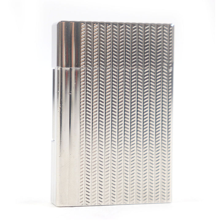 外装美品□Dupont デュポン ギャッツビー ヘリンボーン柄 ローラー式 ガスライター 喫煙具 シルバー フランス製 メンズ 着火不可