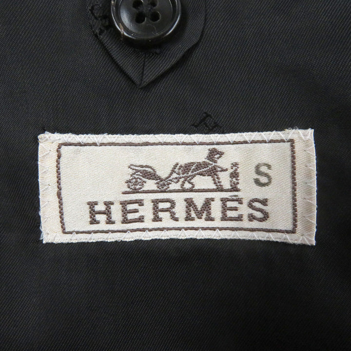 極美品□HERMES エルメス 20AW ウール100％ ストライプ柄 中綿入り シングルスーツ グレー 48 ガーメント付き イタリア製 正規品 メンズ