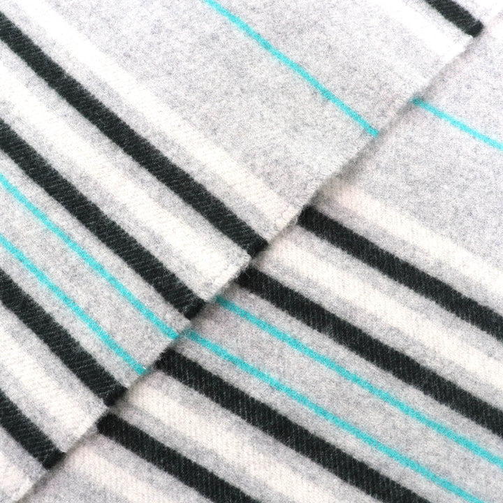 極美品△HERMES エルメス ネオ ロカバール カシミヤ100％ Gris Chine ロゴレザーパッチ フリンジ マフラー ストール ショール 箱付 伊製