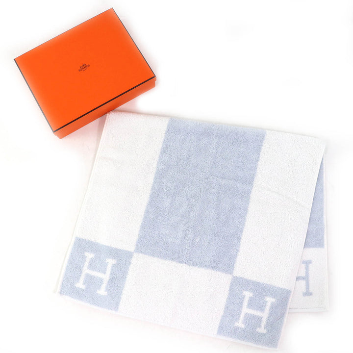 未使用品△HERMES エルメス 102193M Avalon アヴァロン コットン100％ ベビー バスタオル おくるみ ブランケット BLEU GLACIER 箱付 伊製