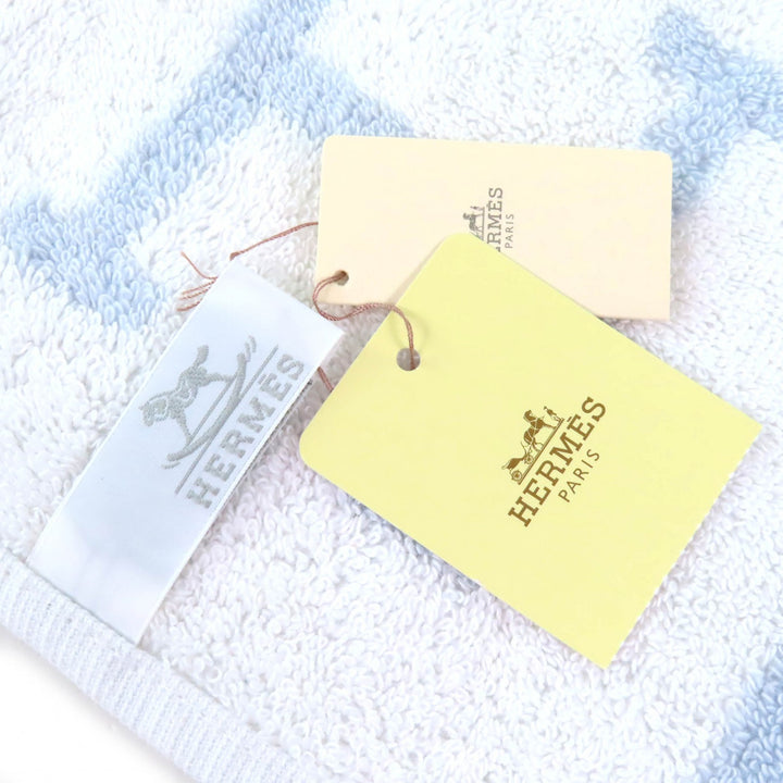 未使用品△HERMES エルメス 102193M Avalon アヴァロン コットン100％ ベビー バスタオル おくるみ ブランケット BLEU GLACIER 箱付 伊製