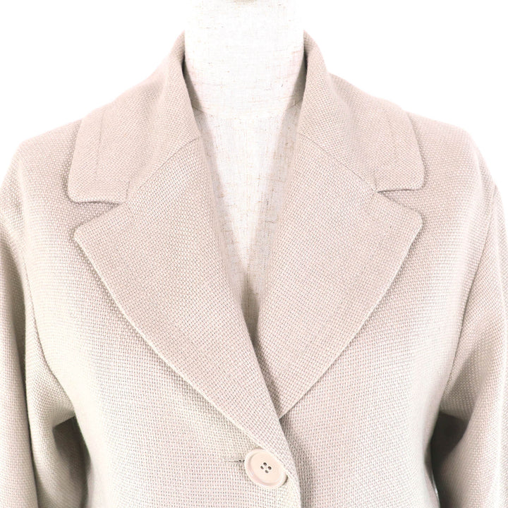 極美品△S MaxMara DESIGN FOR EASY LIVING エス マックスマーラ リネン コットン ロゴボタン シングル ロングコート 38 正規品 伊製