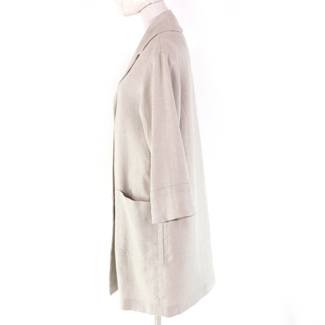 極美品△S MaxMara DESIGN FOR EASY LIVING エス マックスマーラ リネン コットン ロゴボタン シングル ロングコート 38 正規品 伊製
