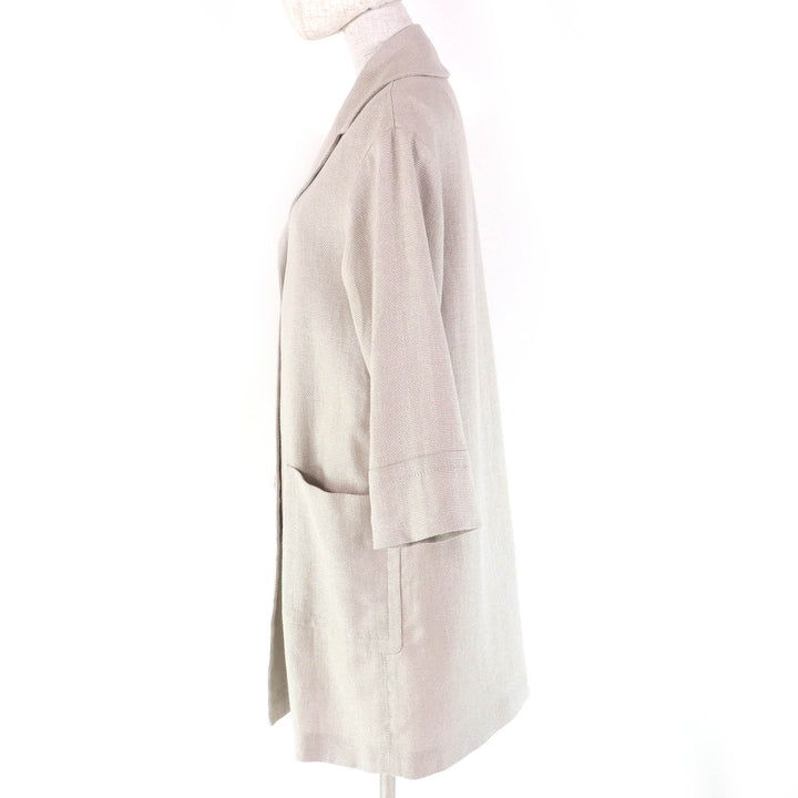 極美品△S MaxMara DESIGN FOR EASY LIVING エス マックスマーラ リネン コットン ロゴボタン シングル ロングコート 38 正規品 伊製