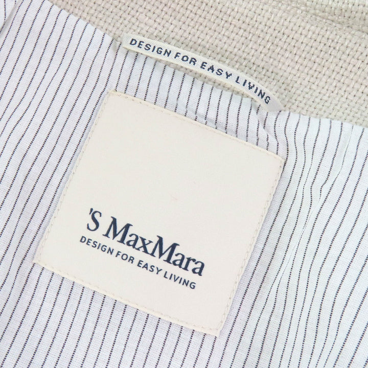 極美品△S MaxMara DESIGN FOR EASY LIVING エス マックスマーラ リネン コットン ロゴボタン シングル ロングコート 38 正規品 伊製