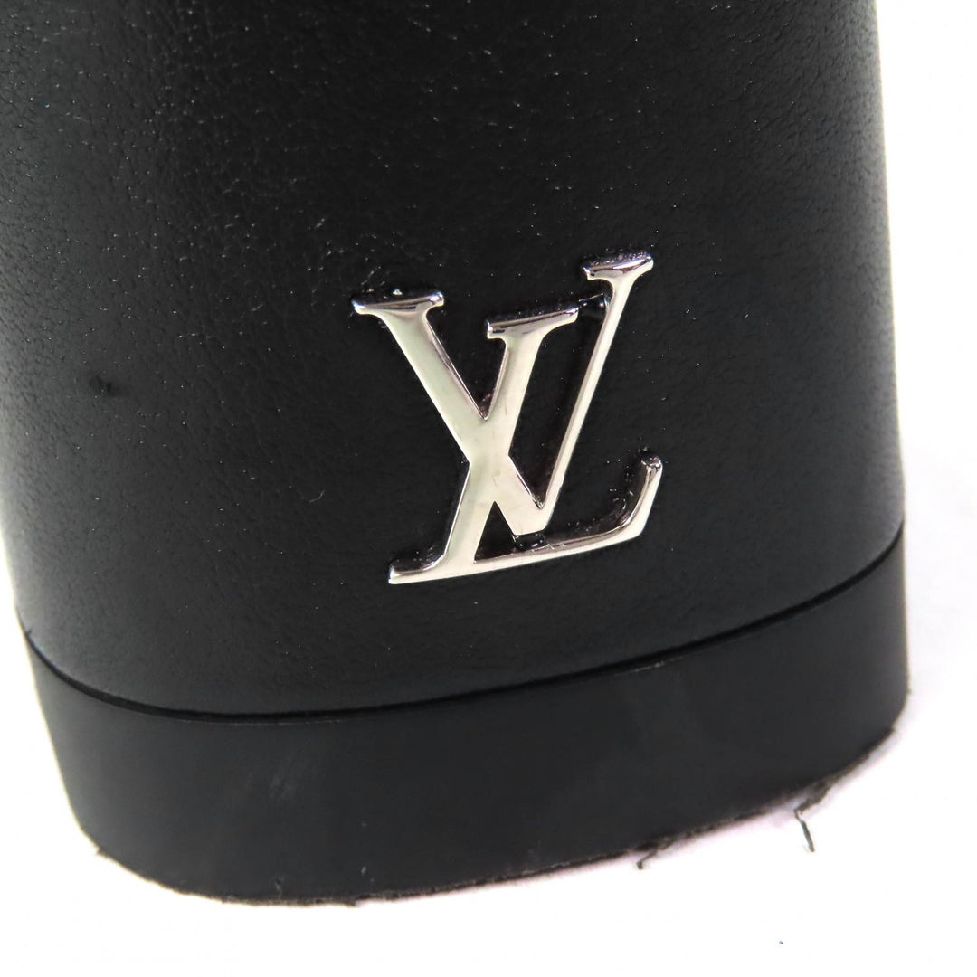 美品△LOUIS VUITTON ルイヴィトン ボブールライン LVロゴ バックジップデザイン ムートン 2WAY アンクルブーツ ショートブーツ 黒 36.5
