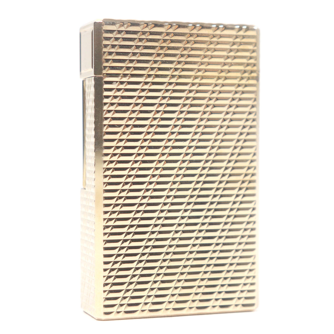 外装美品□Dupont デュポン ライン1 ロング チェック柄 スクエア ローラー式 喫煙具 ガスライター ピンクゴールド フランス製 着火不可