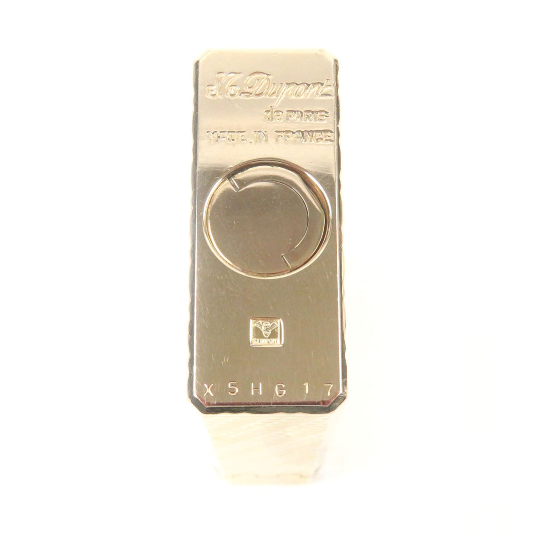 外装美品□Dupont デュポン ライン1 ロング チェック柄 スクエア ローラー式 喫煙具 ガスライター ピンクゴールド フランス製 着火不可