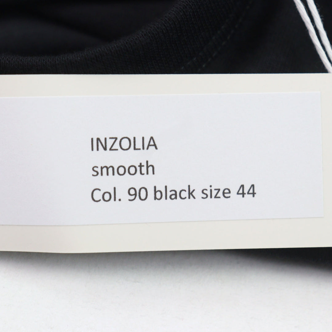 未使用品○ANTICIPO アンティーチポ INZOLIA インツォリア ロゴタグ付き スムースコットン Vネック リブ切替 半袖Ｔシャツ 黒 44 正規品