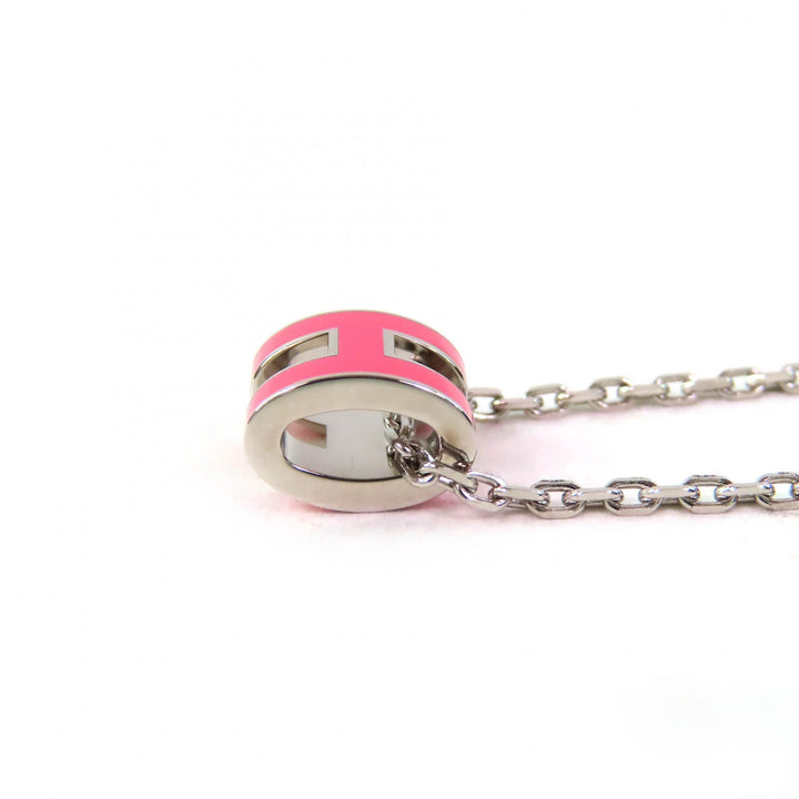 極美品△HERMES エルメス Mini Pop H pendant ミニポップ H ペンダント ネックレス ピンク シルバー 箱・保存袋付 フランス製 レディース