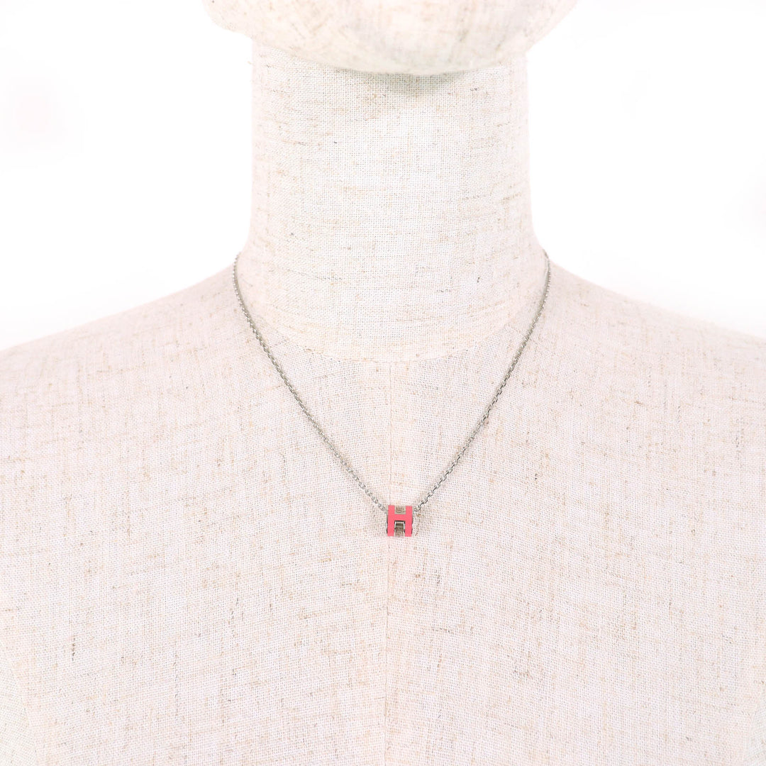 極美品△HERMES エルメス Mini Pop H pendant ミニポップ H ペンダント ネックレス ピンク シルバー 箱・保存袋付 フランス製 レディース