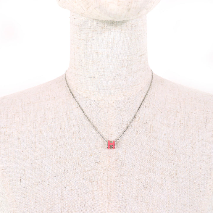極美品△HERMES エルメス Mini Pop H pendant ミニポップ H ペンダント ネックレス ピンク シルバー 箱・保存袋付 フランス製 レディース
