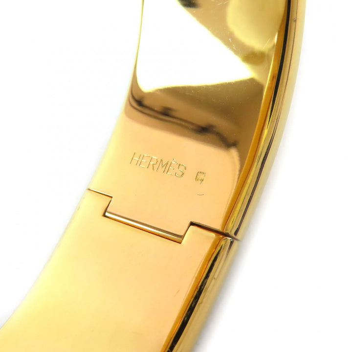 美品△HERMES エルメス ロケ エマイユGM 扇子柄 七宝焼き バングル ブレスレット アクセサリー ゴールド マルチカラー 箱付き レディース