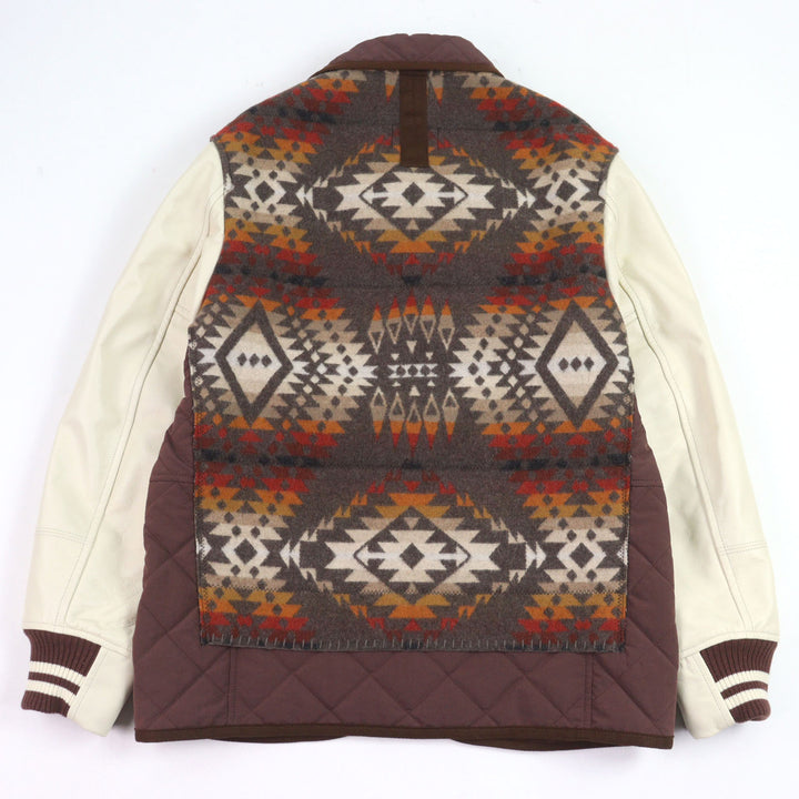 極美品○JUNYA WATANABE MAN PENDLETO 22AW WJ-J019 Wネーム ネイティブパターン バーシティジャケット スタジャン S 正規品 メンズ