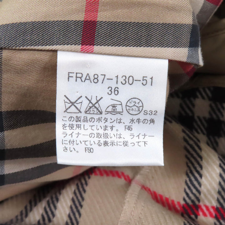 美品★BURBERRY LONDON バーバリーロンドン FRA87-130-51 ウールライナー付 裏地ノバチェック柄 トレンチコート 36 ガーメント付