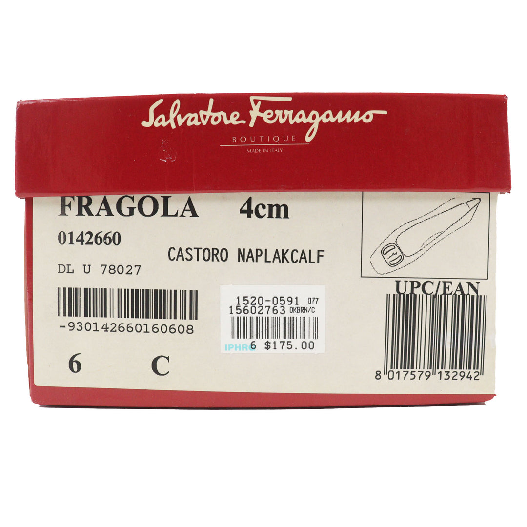 極美品▲Salvatore Ferragamo サルヴァトーレフェラガモ FRAGOLA ヴァラ レザーパンプス ダークブラウン 6 箱付き イタリア製 レディース