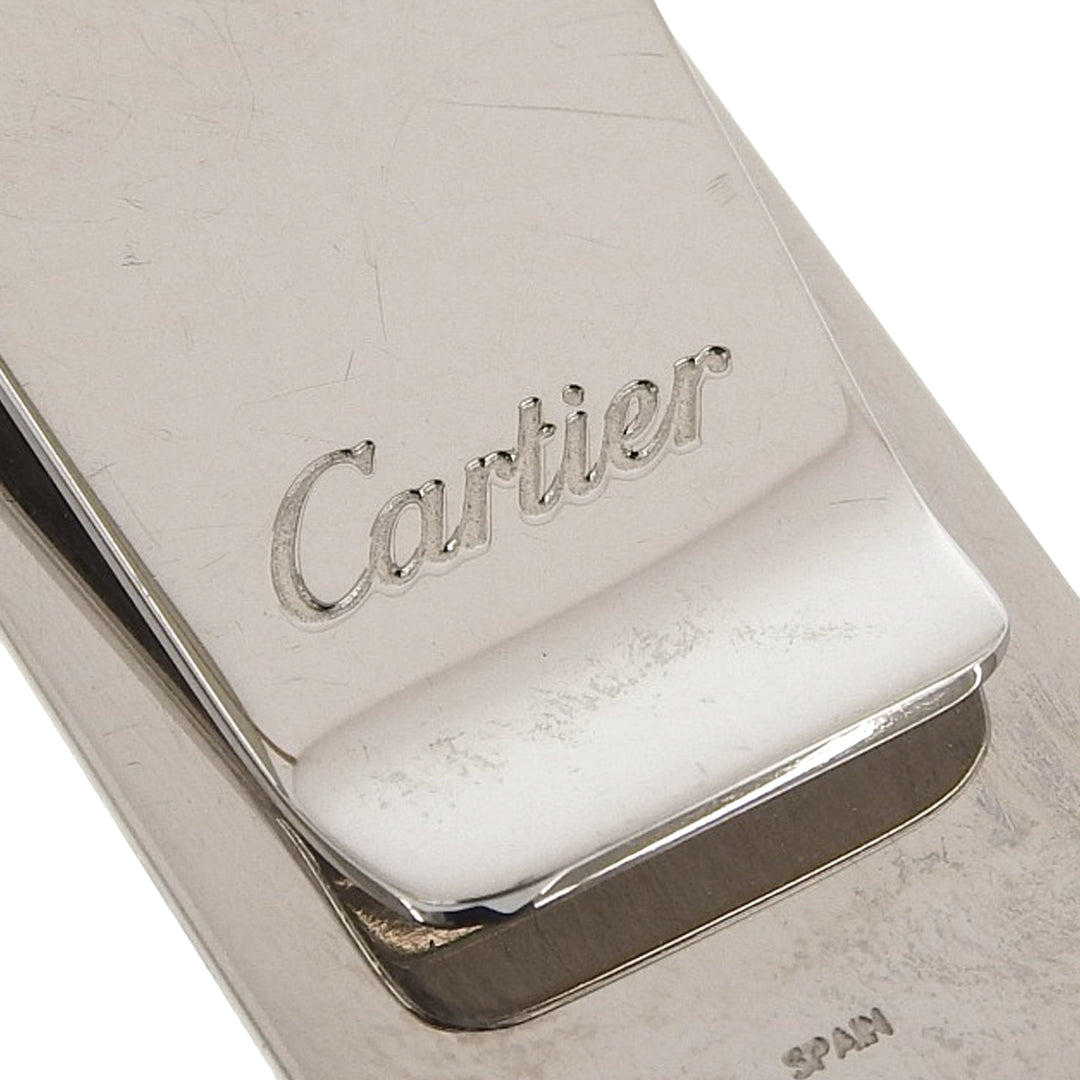 美品▲Cartier カルティエ ハッピーバースデー 2Cデコール ロゴ刻印 ビルクリップ 札ばさみ マネークリップ シルバー スペイン製 メンズ