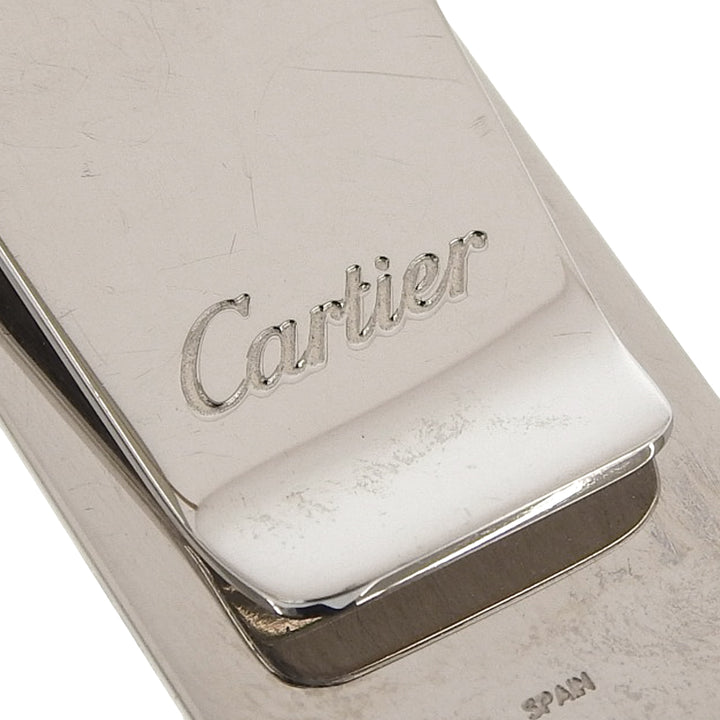 美品▲Cartier カルティエ ハッピーバースデー 2Cデコール ロゴ刻印 ビルクリップ 札ばさみ マネークリップ シルバー スペイン製 メンズ