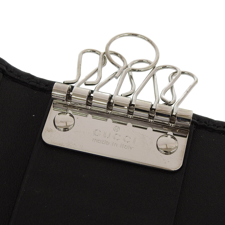 極美品▲GUCCI グッチ 181680 グッチシマ インターロッキングG 6連 レザー キーケース ブラック シルバー金具 箱付き イタリア製 メンズ