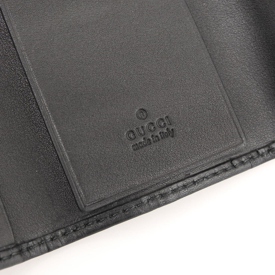 極美品▲GUCCI グッチ 181680 グッチシマ インターロッキングG 6連 レザー キーケース ブラック シルバー金具 箱付き イタリア製 メンズ